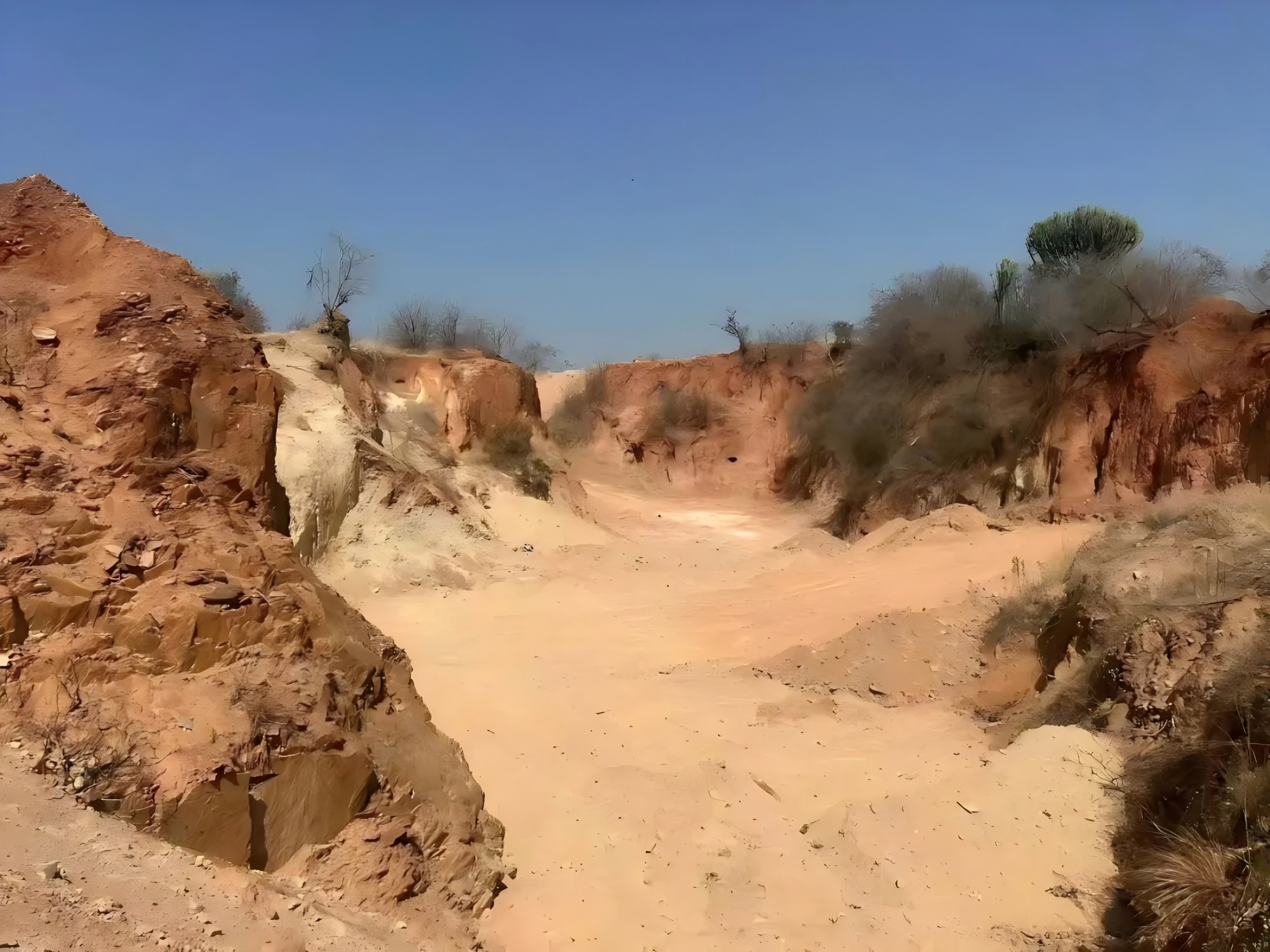 Rock exposure under intense weathering and erosion.