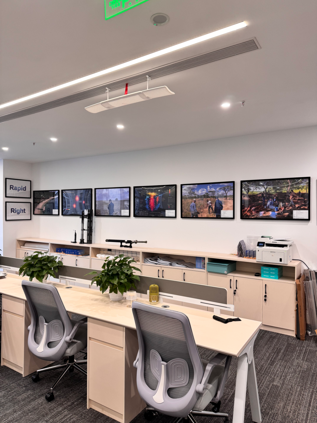 Bright, orderly workstations support careful day-to-day collaboration