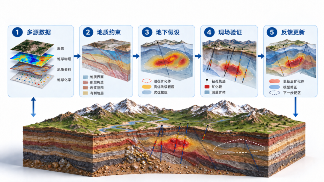 AI first narrows the problem, then geological work concentrates on verification
