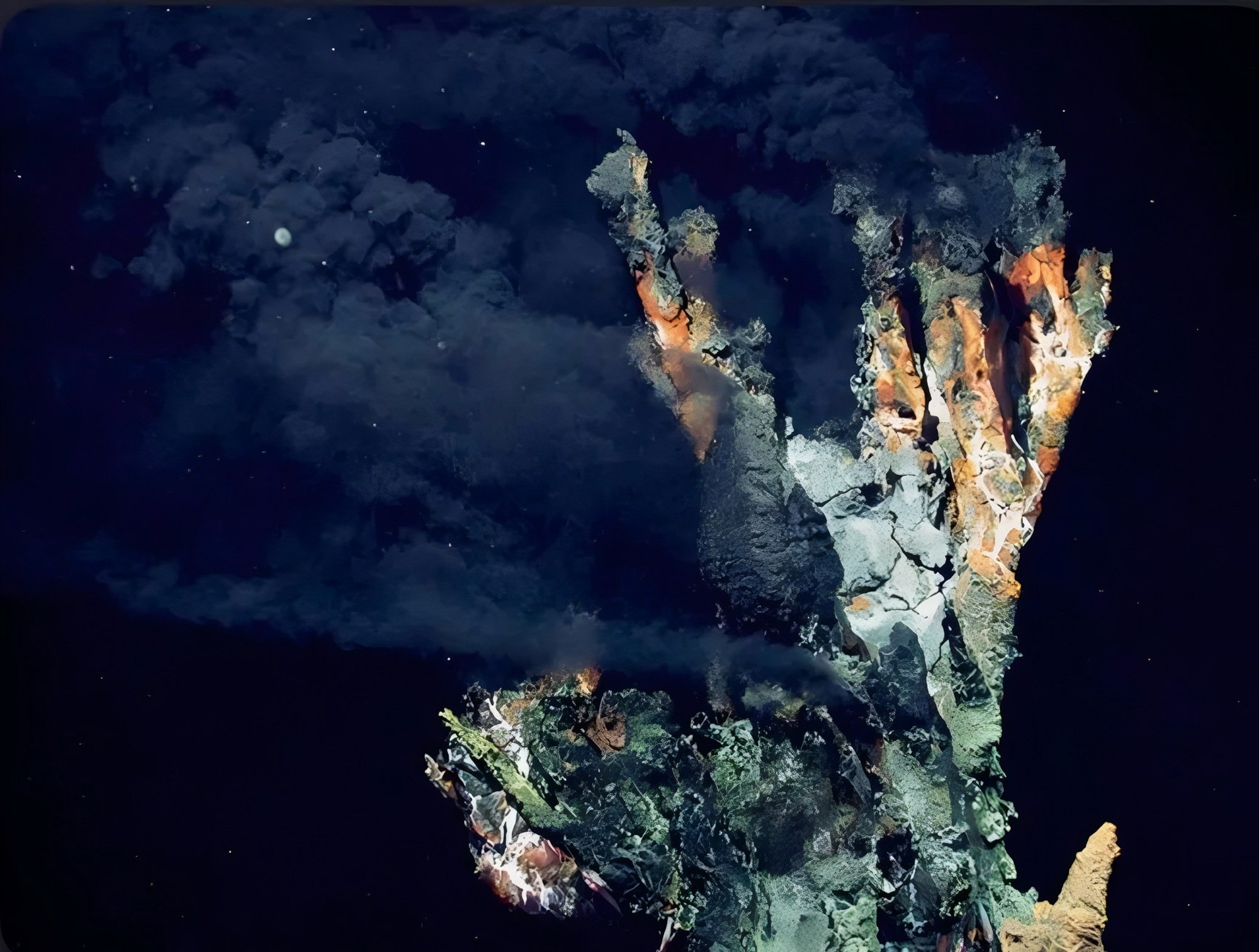 A modern seafloor “black smoker” hydrothermal vent.